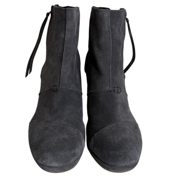 Toms Womens Gray Suede Wedge Booties Size 11 With Side Zipper Closure Winter - Picture 6 of 6